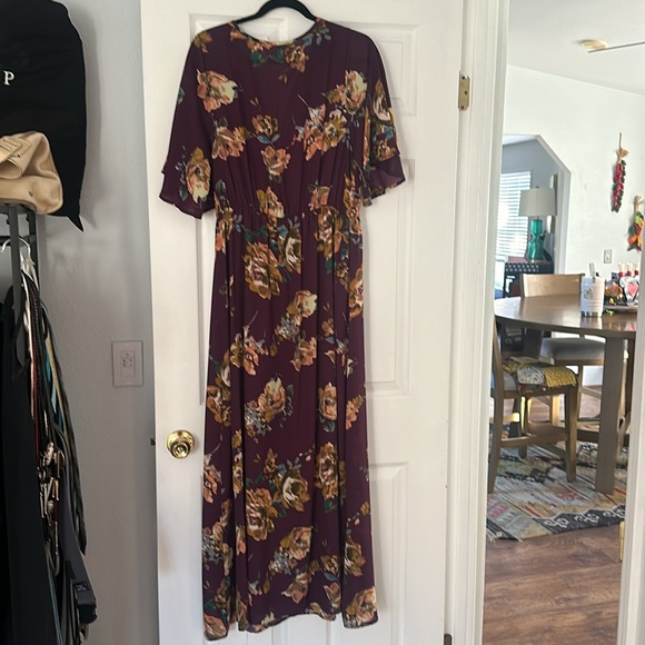 Purple Modest Wrap Dress - Picture 3 of 3